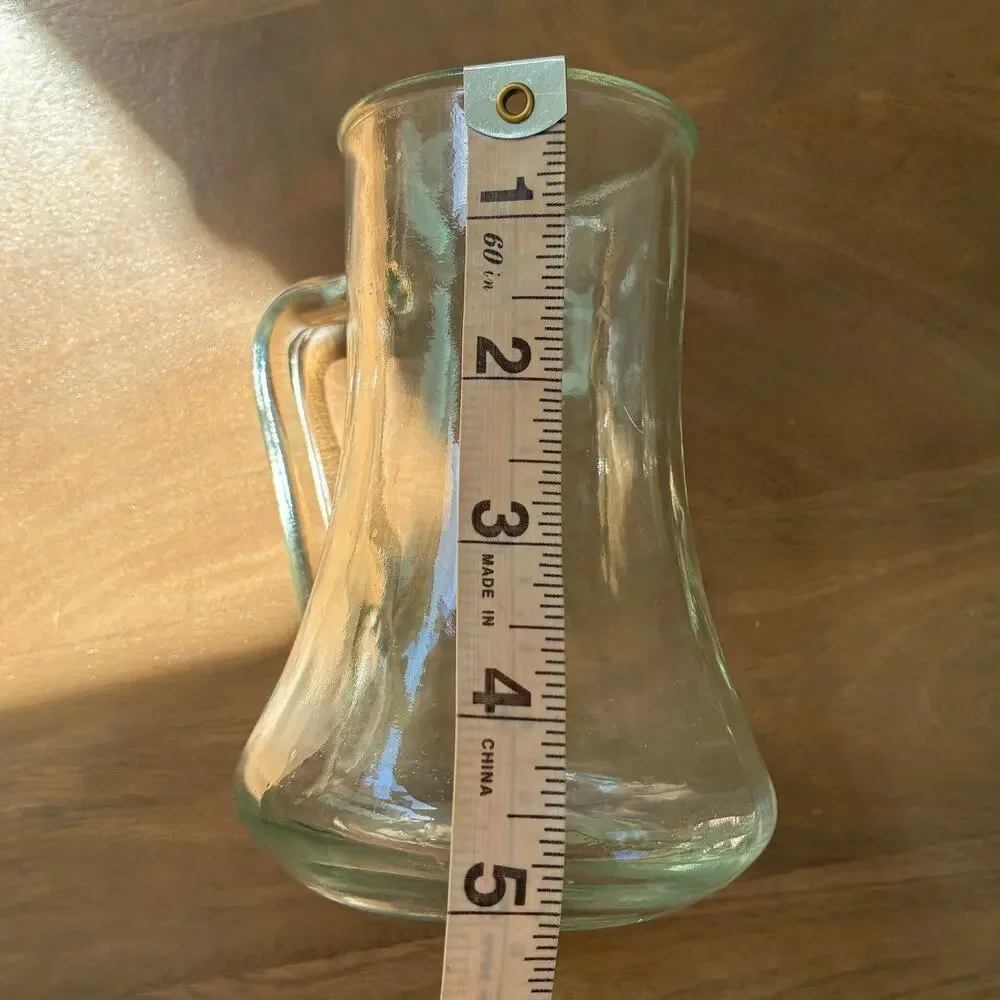 Midcentury Small Clear Glass Pitcher Vase Cup